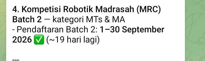 Kompetisi Robotik Madrasah (MRC) Batch 2